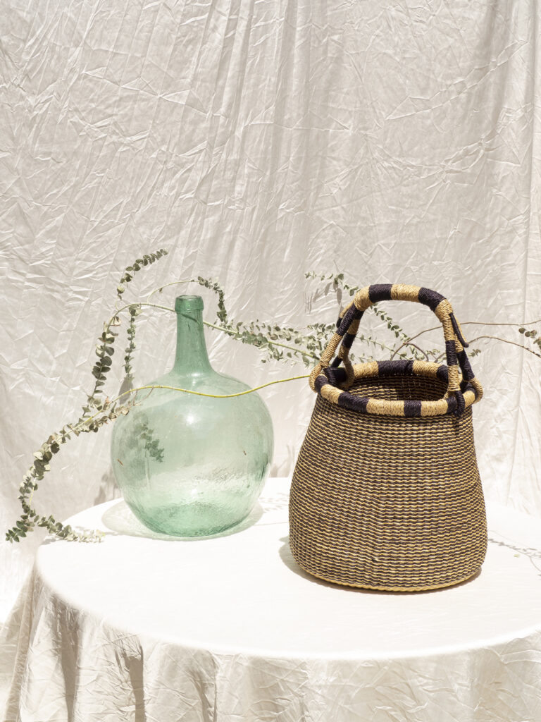 BOWL BLACK NATURAL STRIPE BASKET